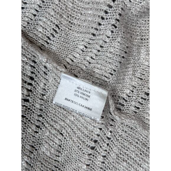 Eileen Fisher Linen Knit Cardigan Open Women’s Petite Small Oatmeal Boho Natural - Picture 10 of 12
